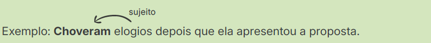 Quando o verbo “chover” for utilizado no sentido figurado, a concordância
será feita com o sujeito.