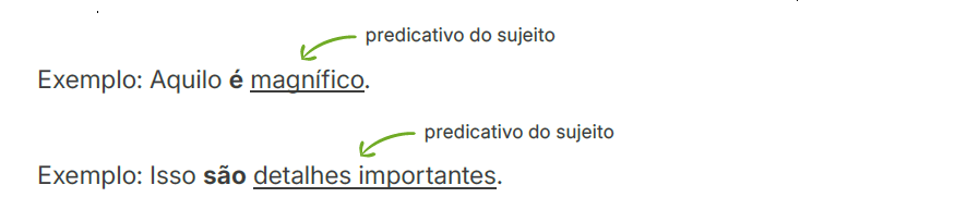 Quando o sujeito for um desses pronomes: “isto”, “isso”, “aquilo”, “tudo”
e “o”