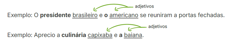 O substantivo permanece no singular e é acrescentado artigo antes do último
adjetivo.